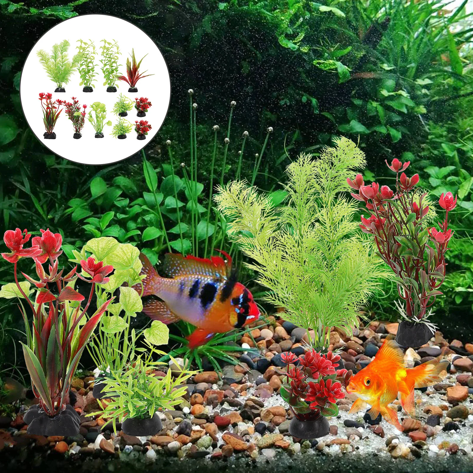 11 Pcs Aquarium Aquatic Plants Decoration Fish Tank Decorations Hammock Pvc Fake