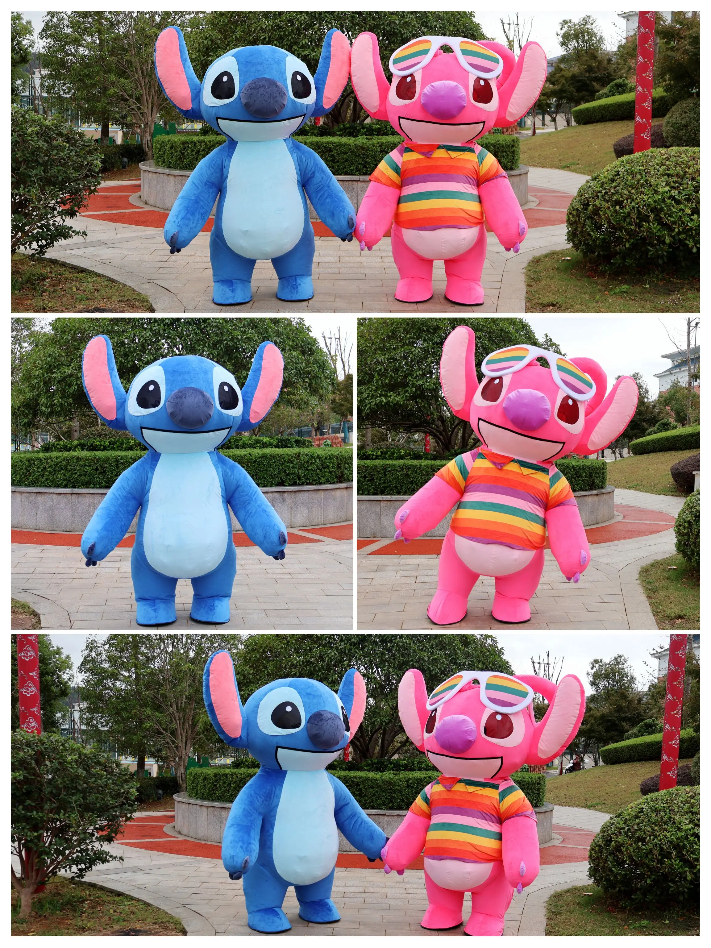 مينيسو ديزني نفخ غرزة زي الملاك الكبار العملاق المشي التميمة حفلة أزياء تنكرية يتوهم ديزني لا بطارية