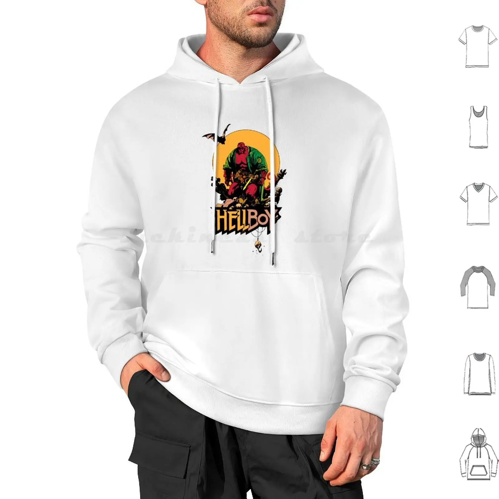 Hellboy Sunset Hoodies Long Sleeve Hellboy Mike Mignola Superhero Comic Movie Cambion Half Human Half Demon Archdemon