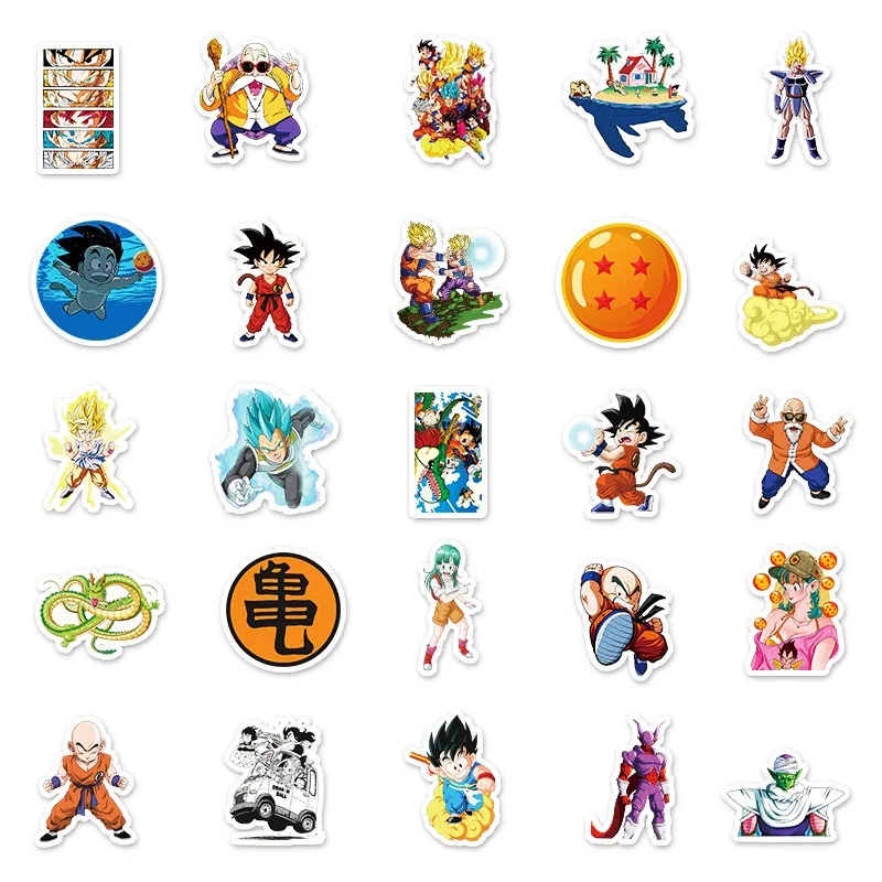 50pcs Dragon Ball Son Goku Japanese Anime Cartoon Sticker Decorative Water Cup Luggage Desktop Stationery Waterproof Sticker