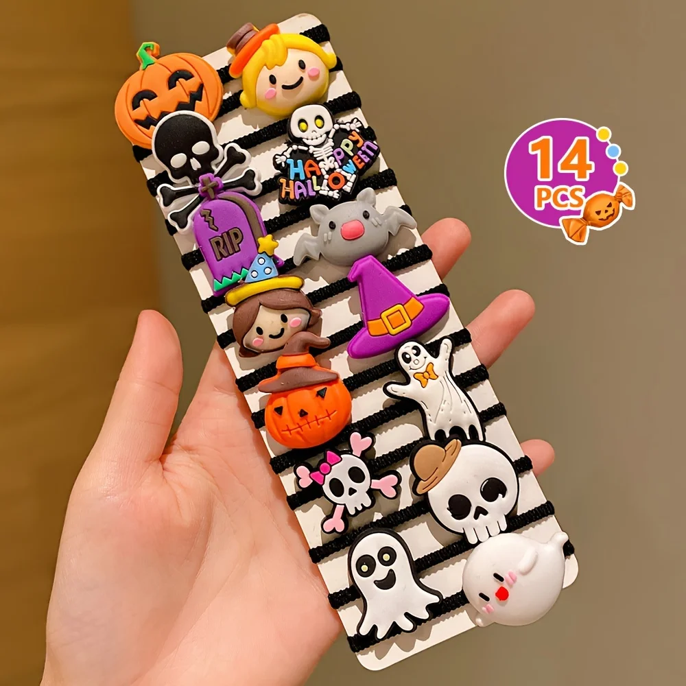 Accesorios de fantasma de calabaza de Halloween, lazos divertidos para el cabello, regalos de Halloween para niñas, 14 piezas