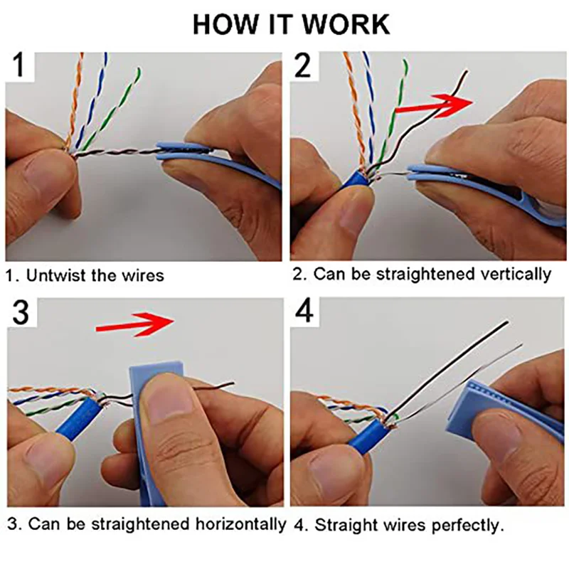 Herramienta para desenredar cables de red, enderezador de cables de ingeniero para herramientas separadoras de cables CAT5/CAT5e/CAT6 que se dibujan rápidamente y fácilmente