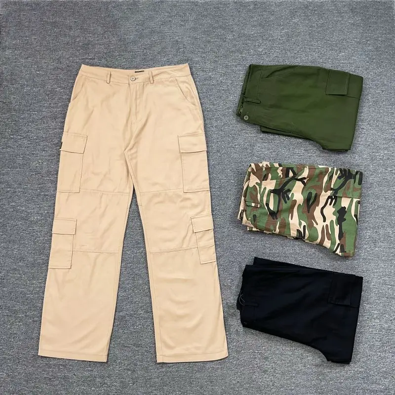 

Street Sle Camouflage Cargo Pants Men's Straight Leg Casual Trousers Workwear Khaki Cotton 00% Autumn Faion
