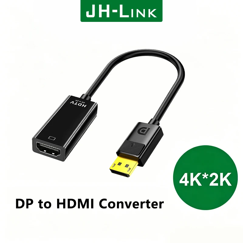 DP to HDMI Adapter Converter 4K 1080P Male to Female DisplayPort to HDMI-Compatible Video Audio Adapter Cable for PC TV Laptop