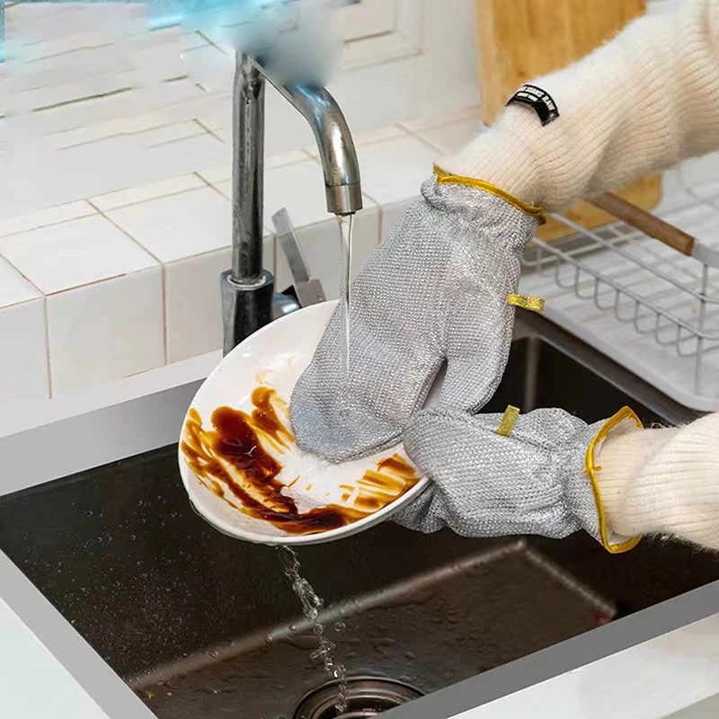 Rust Removal Cleaning Cloth Kitchen Magic Dishwashing Gloves Steel Wire Cleaning Rag Microwave Stove Clean Tools Dish Cloth