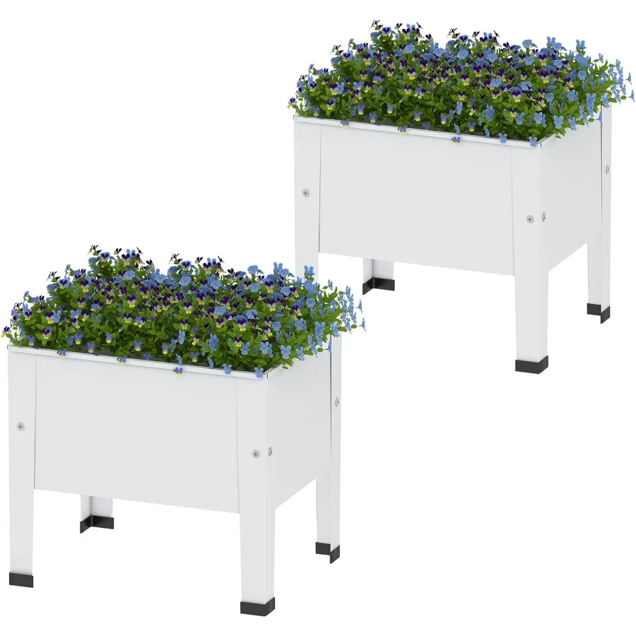 

2 Packs 14 Inch Small Planter Raised Garden Bed with LegsOutdoor Metal Planter Box for Patio Elevated Garden Bed for Vegetables