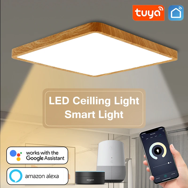 

Tuya Smart Wifi LED Ceiling Lights Ultrathin Square Ceiling Lamps App Remote Alexa Google Voice Control For Living Room Bedroom