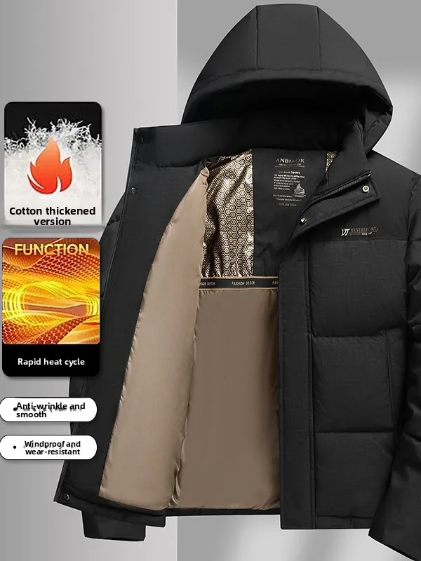 

Зимняя утепленная мужская хлопковая куртка со съемным капюшоном, теплая повседневная верхняя одежда, ветрозащитная, для отцов, в деловом стиле, для джентльменов
