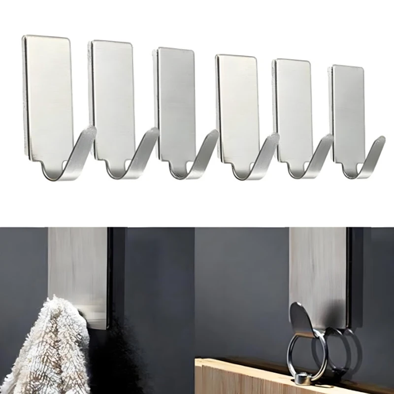 Selbstklebender Haken aus Edelstahl, robuster Wandhaken, Badezimmer-Aufbewahrung, Handtuchhalter, multifunktionales Küchenregal