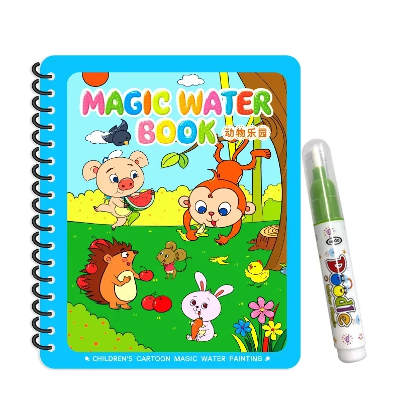 Livro de colorir água mágica reutilizável para crianças, Montessori Drawing Book, brinquedos de pintura sensorial