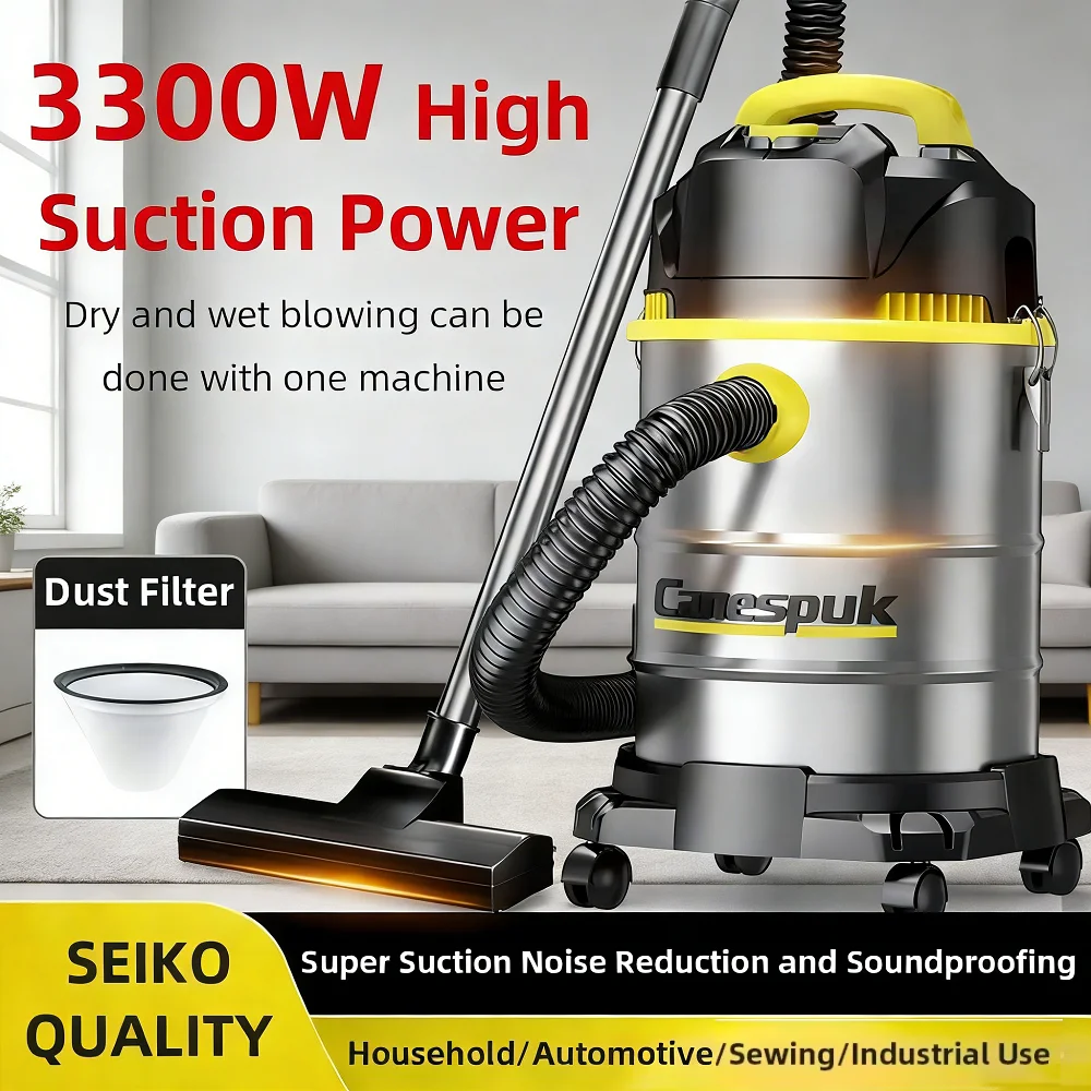 

Электрический пылесос 3000 Вт/3300 Вт, 25 л/40 л, для сухой и влажной уборки, с мощным медным двигателем