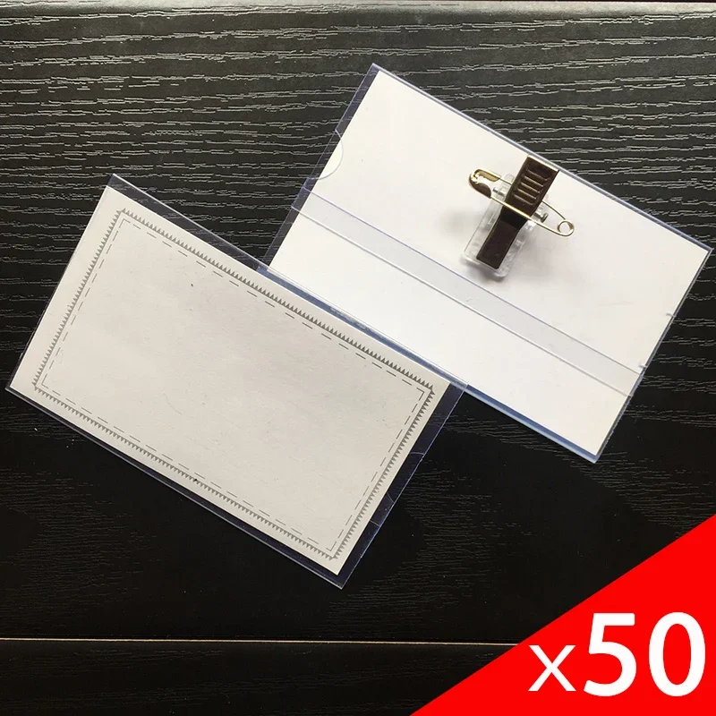 50Pcs Transparent Acrylic Chest Card Holder Pin Badge Clip for ID Work Card Permit Name Tag Business Office Conference Employees