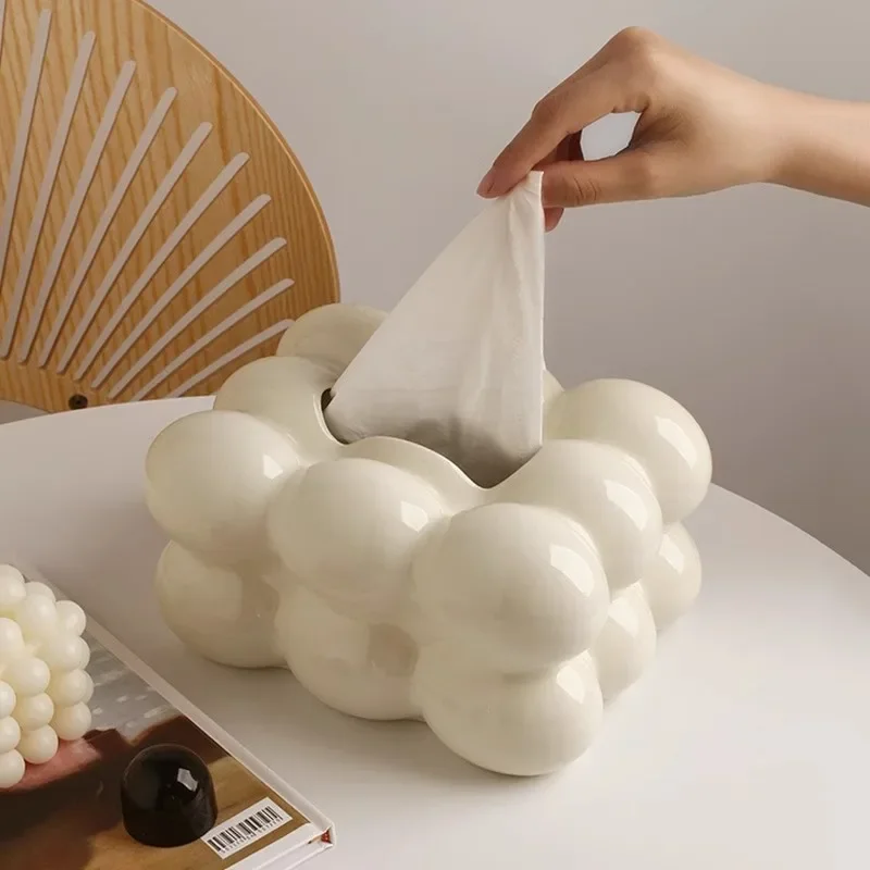 Creative Ceramic Egg-shaped Tissue Box Living Room Paper Box Napkin Tabletop Decoration Light Luxury Torage Decoration Gift