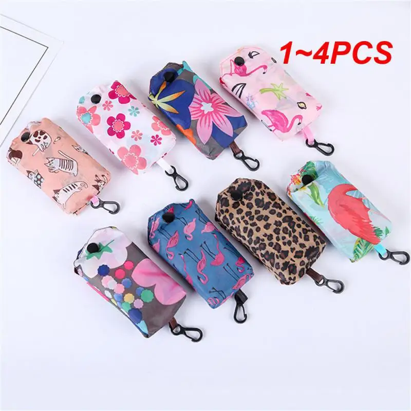 1~4PCS Collapsible Bag Water Proof Convenient Reusable Sustainable Foldable Feature Foldable Floral Pattern Shopping Bag