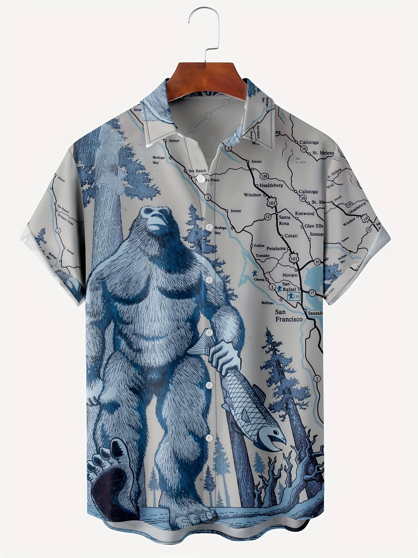 

Summer Fashion Men's Hawaii Shirt 3D Gorilla Stereoscopic Printed Short Sleeve Buttoned Lapel Shirt Oversized Top Casual Shirt