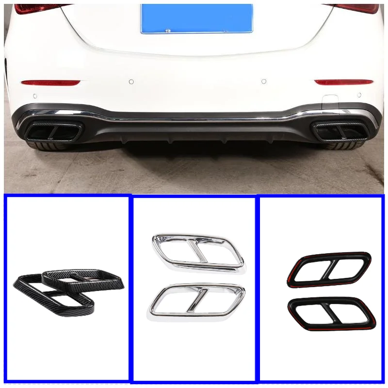 ST Accessories 2 PCS ABS Carbon Fiber Car Exhaust Pipe Cover Trim Tail Throats Muffler Casing For Mercedes C Class W206 2022-23