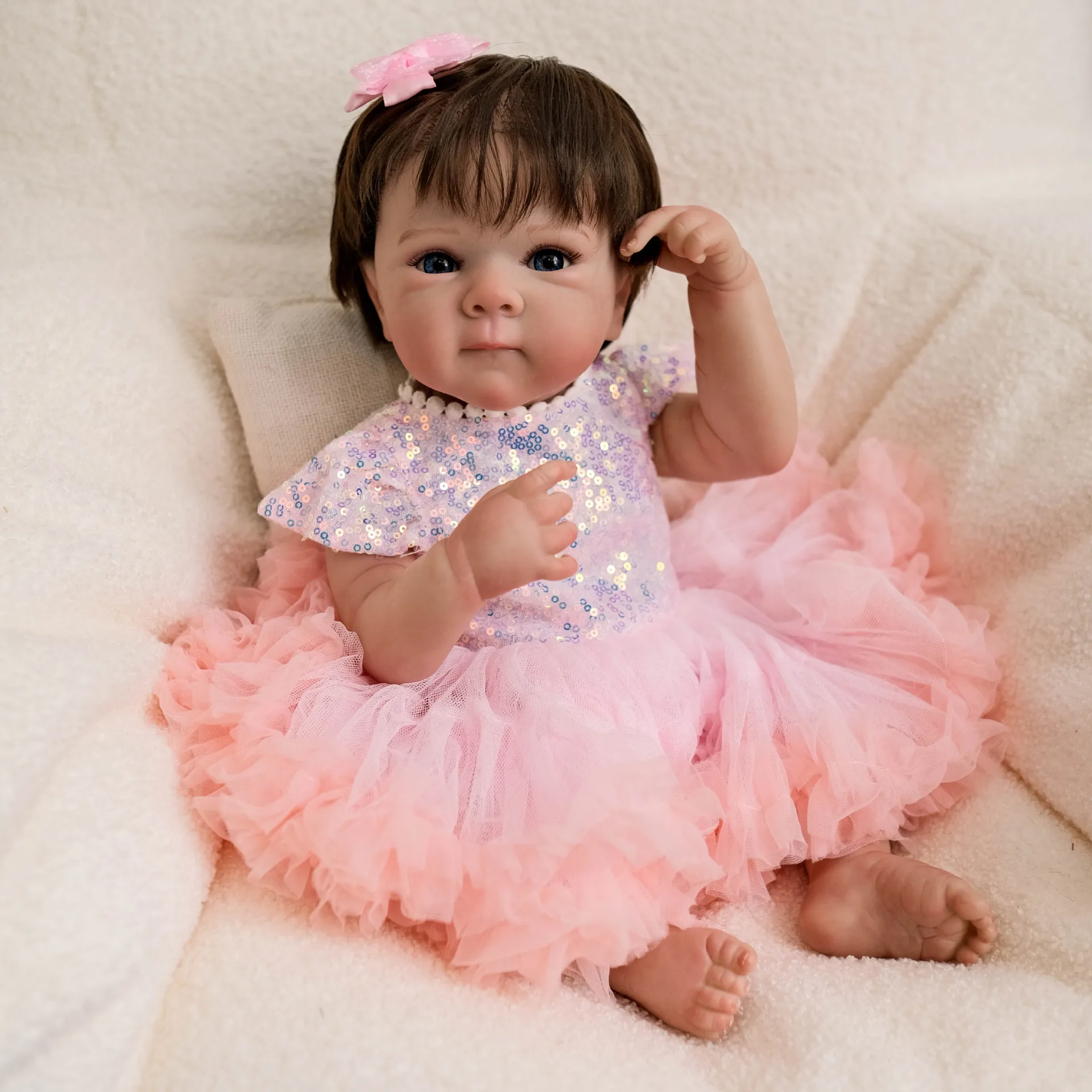 

18inch Reborn Bettie Doll 48CM Full Silicone Vinyl Girl Baby Doll Newborn Bebe 3D Skin Can Bathe Toys Gift