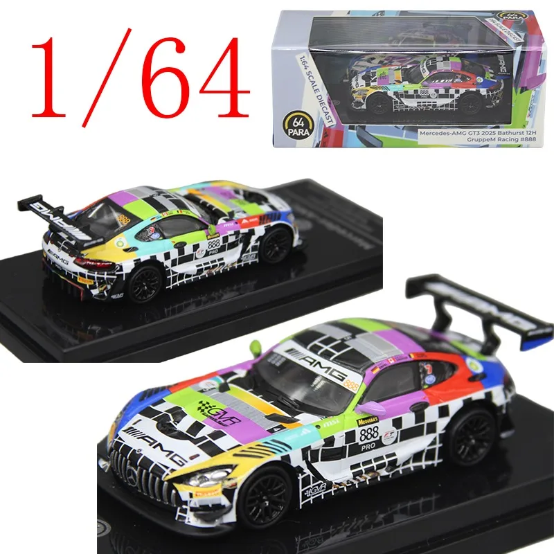

Модель автомобиля Benz из сплава в масштабе 1/64 Benz AMG GT3 GMR 2025Bathurst 12H, игровые транспортные средства, игрушки для мальчиков, подарок, оригинальная коробка