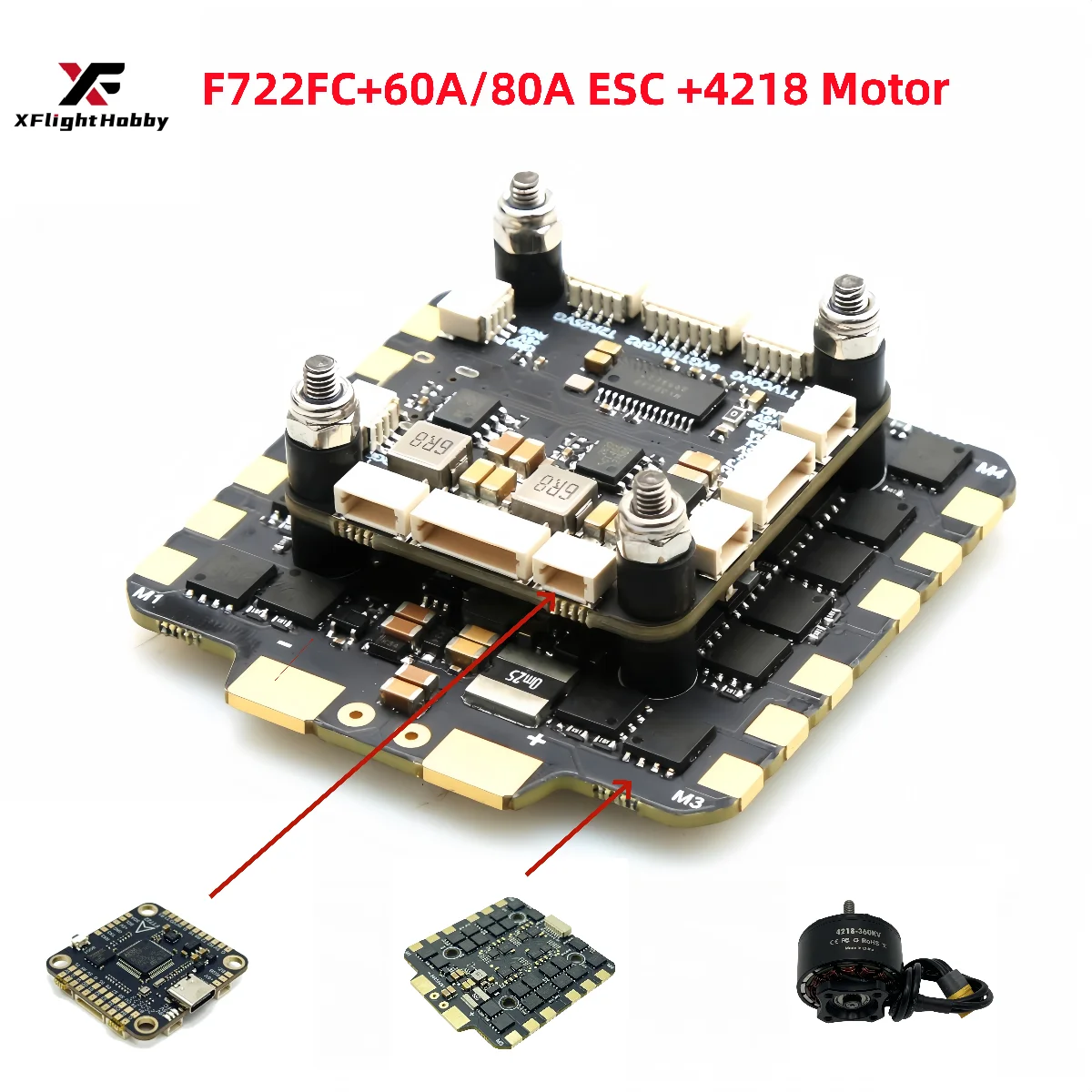 

F722 FC + 60A/80A ESC + 4218 Комбинированный двигатель для дрона FPV дальнего действия, поддержка 6S, BLHeli_32, DShot1200, полета 40 минут