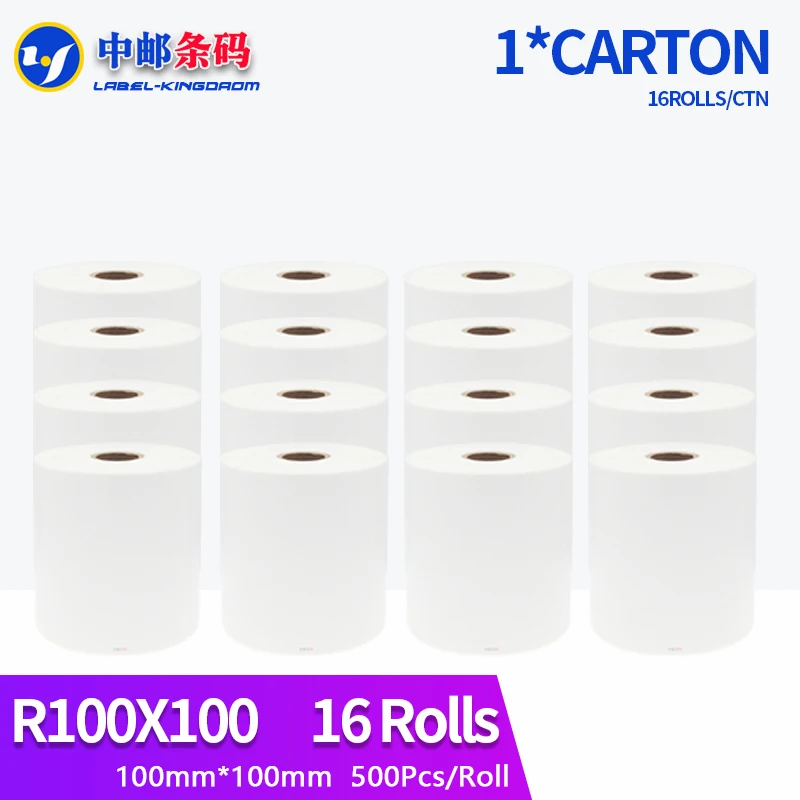 

16 Rolls Zebra Compatible 100mm*100mm (4"X4" Shipping Label) 500Pcs/Roll For Thermal Printer 10cmX10cm