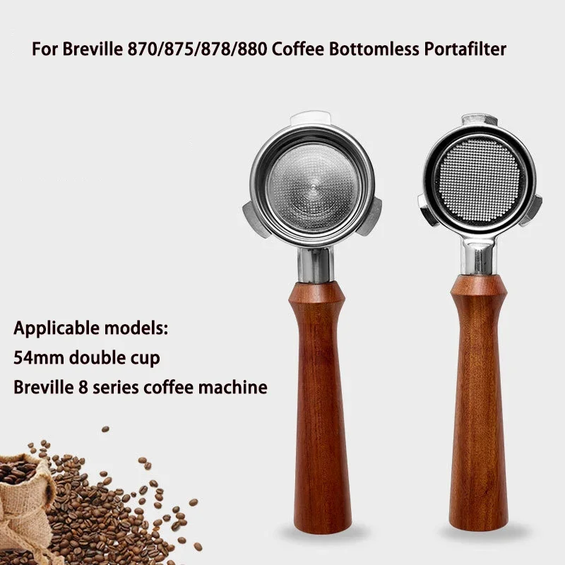 

54mm Coffee Bottomless Portafilter for Breville 870/875/878/880 Filter Basket Replacement Espresso Machine Accessory Coffee Tool