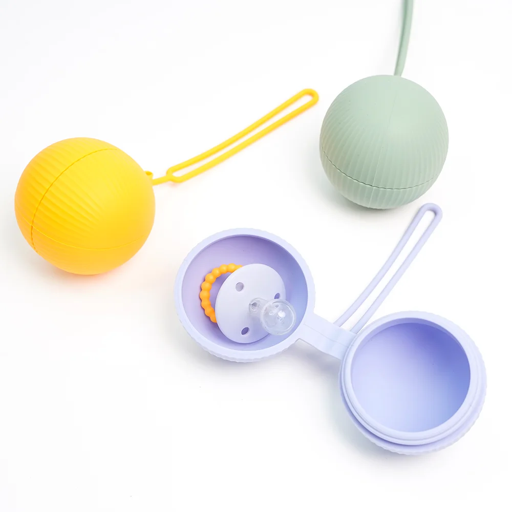 100% Food Grade Spherical Silicone Super Soft Pacifier Box Open Closure Pacifier Bag BPA Free Silicone Baby Pacifier Bag