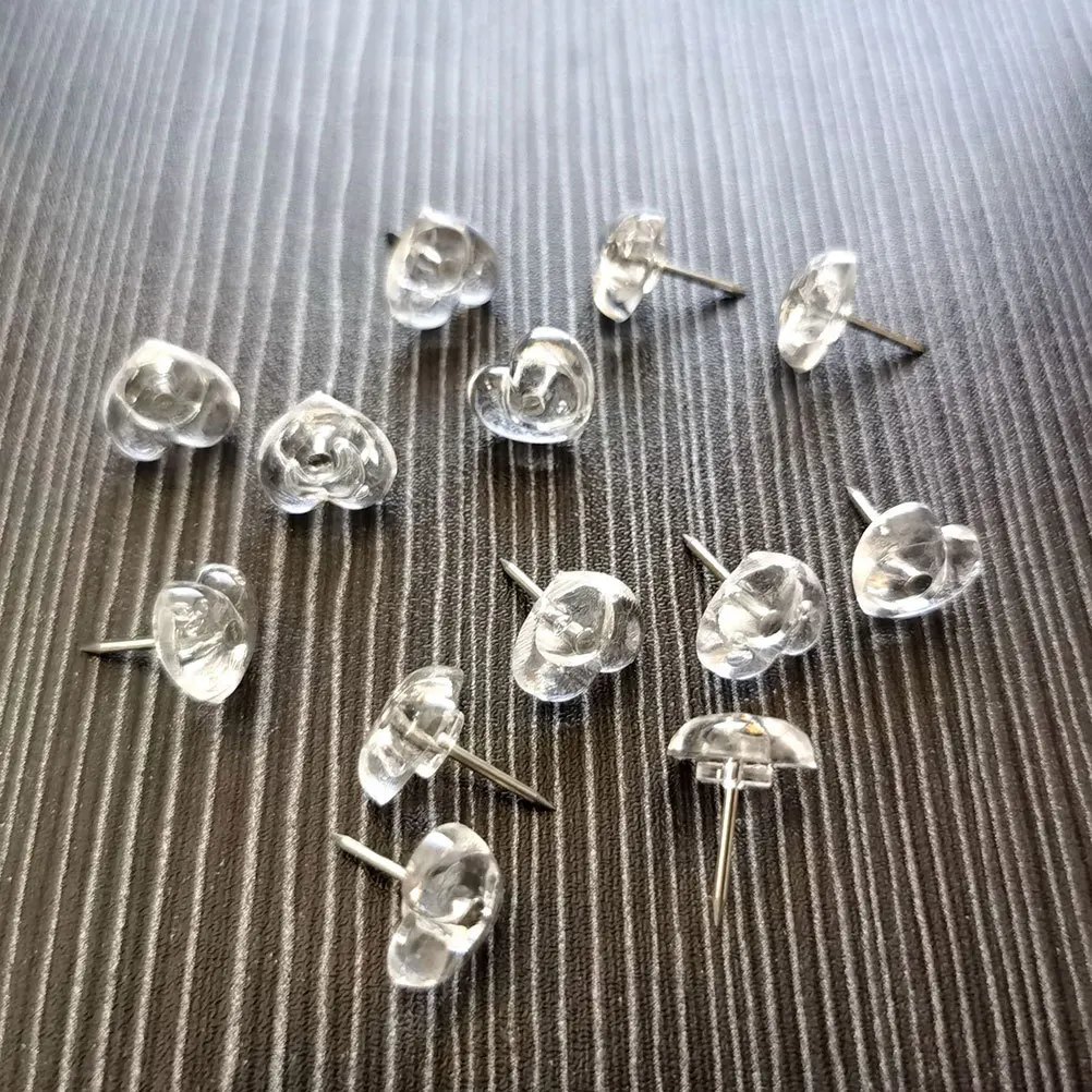 200pcs Replaceable Push Pins Multi-Function Heart Shaped Thumbtacks For Cork Board Map Office Desk Accessories Home Supply