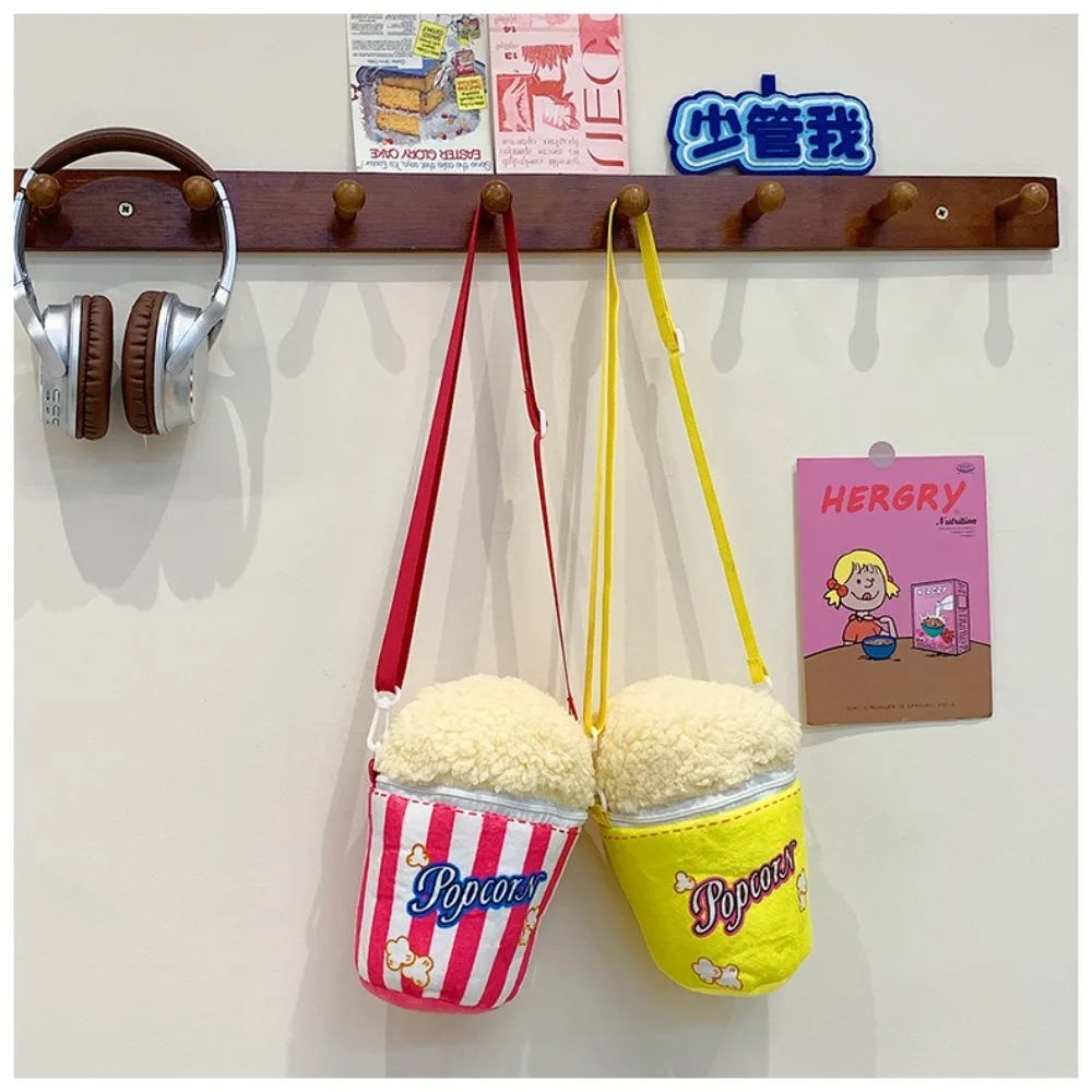 Cute Vintage Popcorn Bucket Bag Portable Casual Small Popcorn Sling Bag Adjustable Strap Versatile Coin Purse