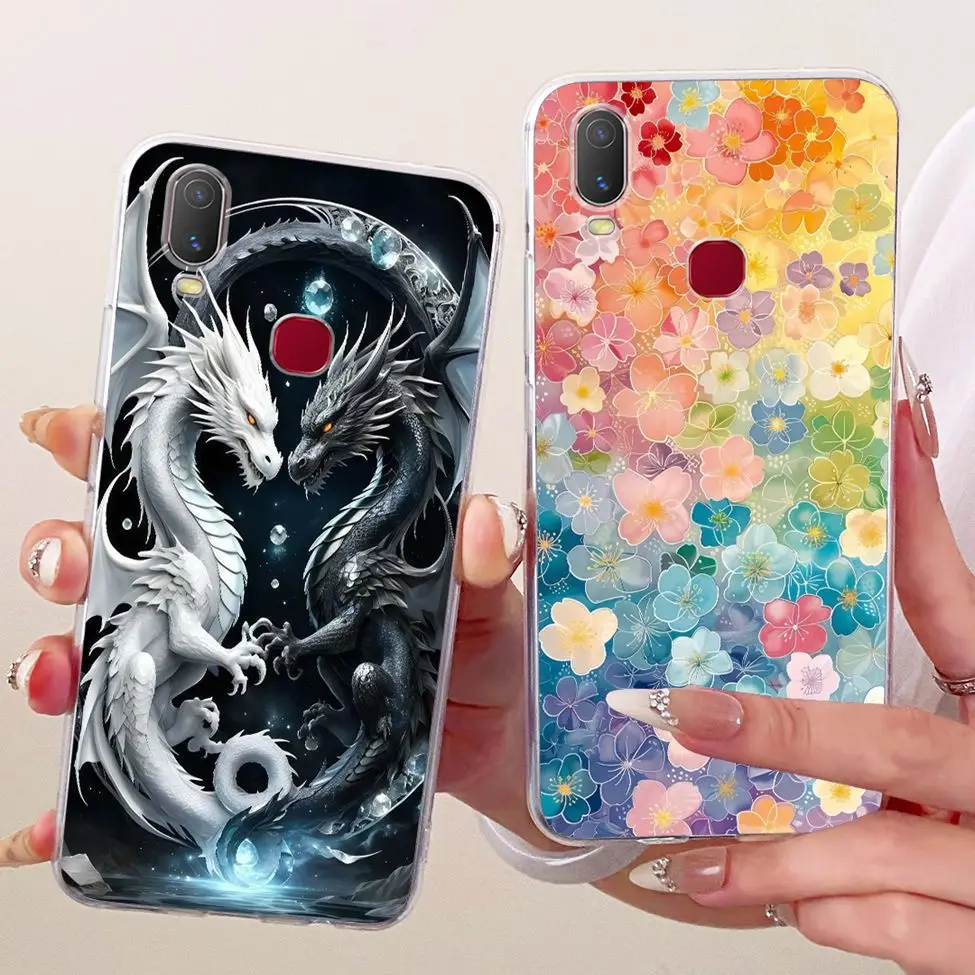 غلاف لهاتف Vivo Y11 2019 غطاء شفاف لطيف على شكل قطة على شكل فراشة فاخرة 2D مطلي حافظة هاتف ناعمة لهاتف Vivo 1906 Funda