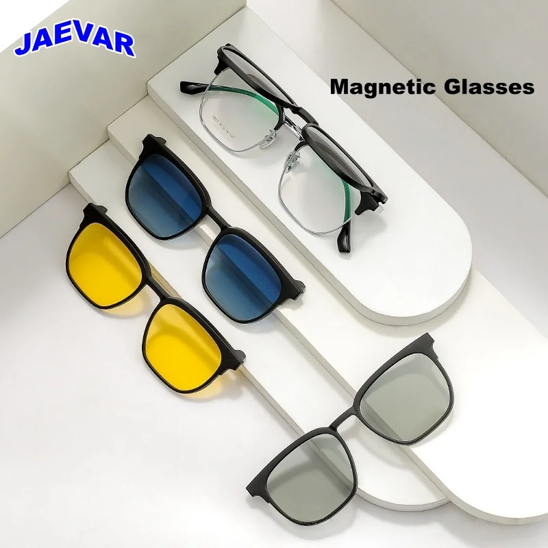

Big Face Magnetic Suction Glasses Frame Retro Flip 3-in-1 Men's And Women's Glasses Frame Optical Prescription Glasses 8899zm