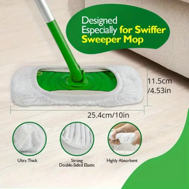 Microfiber Mop Replacement Heads Compatible with Swiffer Sweeper Easy Cleaning Mop Head Replacement for Household Floor Cleaning