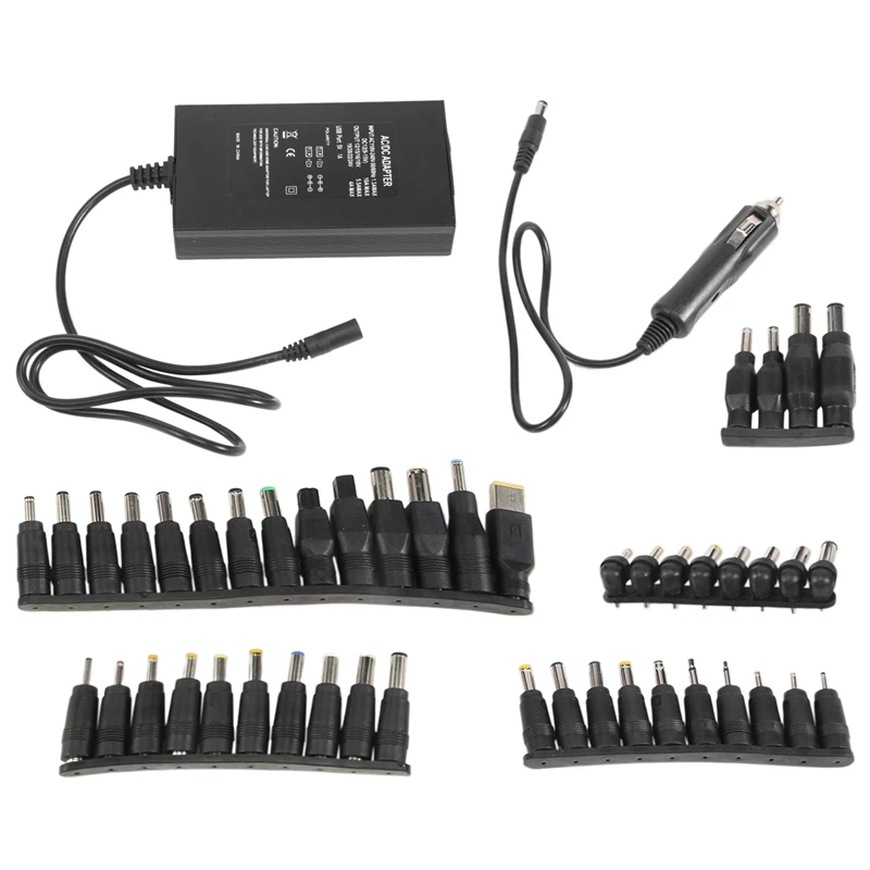 Universal 12V-24V AC Power Adapter Adjustable Car Home Charger USB12V Power Supply 100W 5A Laptop With 38Pcs DC Connector