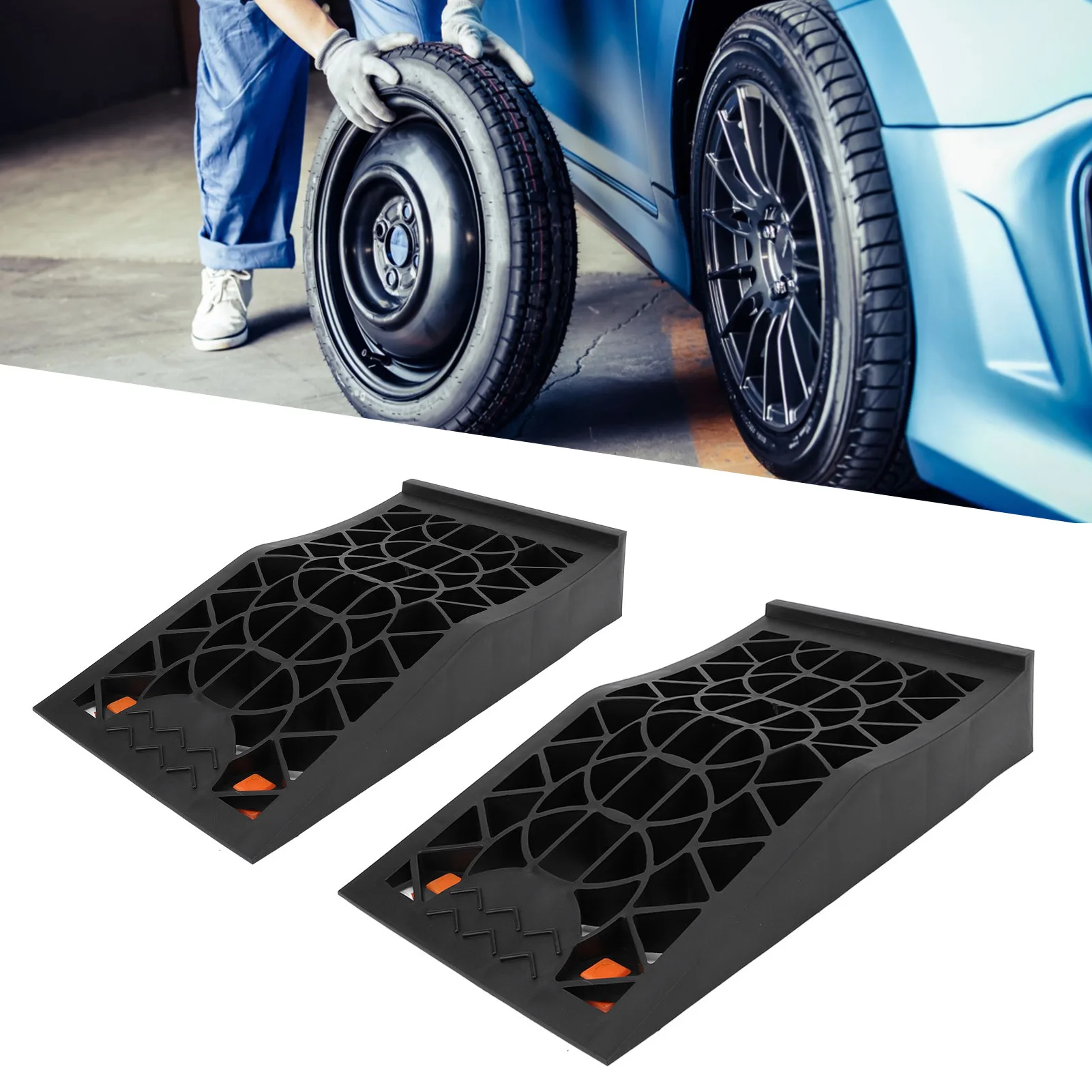 2pcs Car Ramps Low Profile Car Service Ramp 2.44in Lift Heavy Duty Tire Ramps for Vehicle Maintenance and Safe Lifting