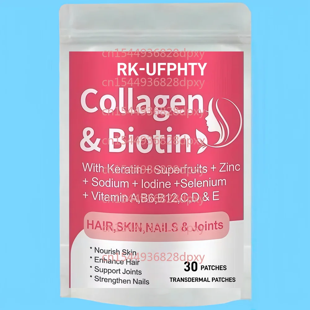 

30 Patches Collagen Biotin Transdermal Patches With Zinc,Sodium,Iodine,Selenium for Hair,Skin,Nails Health