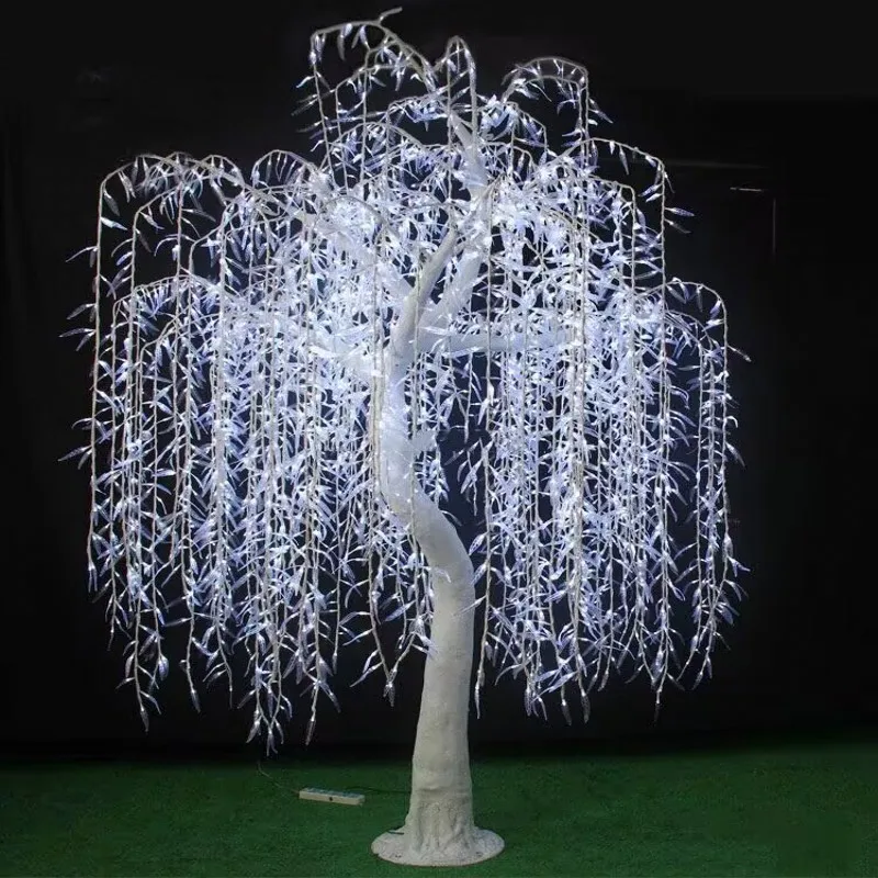 LED Artificial Willow Weeping Tree Light Outdoor Use Rainproof Glowing Xmas Tree Landscape Lamp For Patio Christmas Decoration