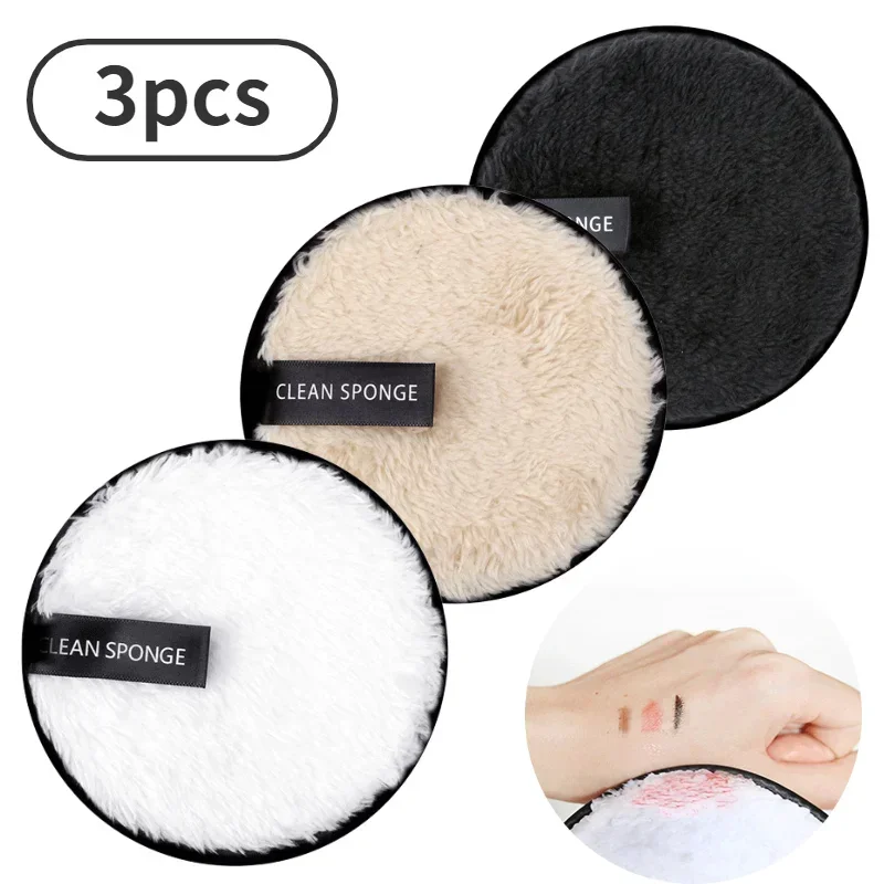 Washable Reusable Makeup Remover Pads Cotton Wipes Microfiber Cosmetics  Face Cleansing Sponge Skin Care Tools 3Pcs