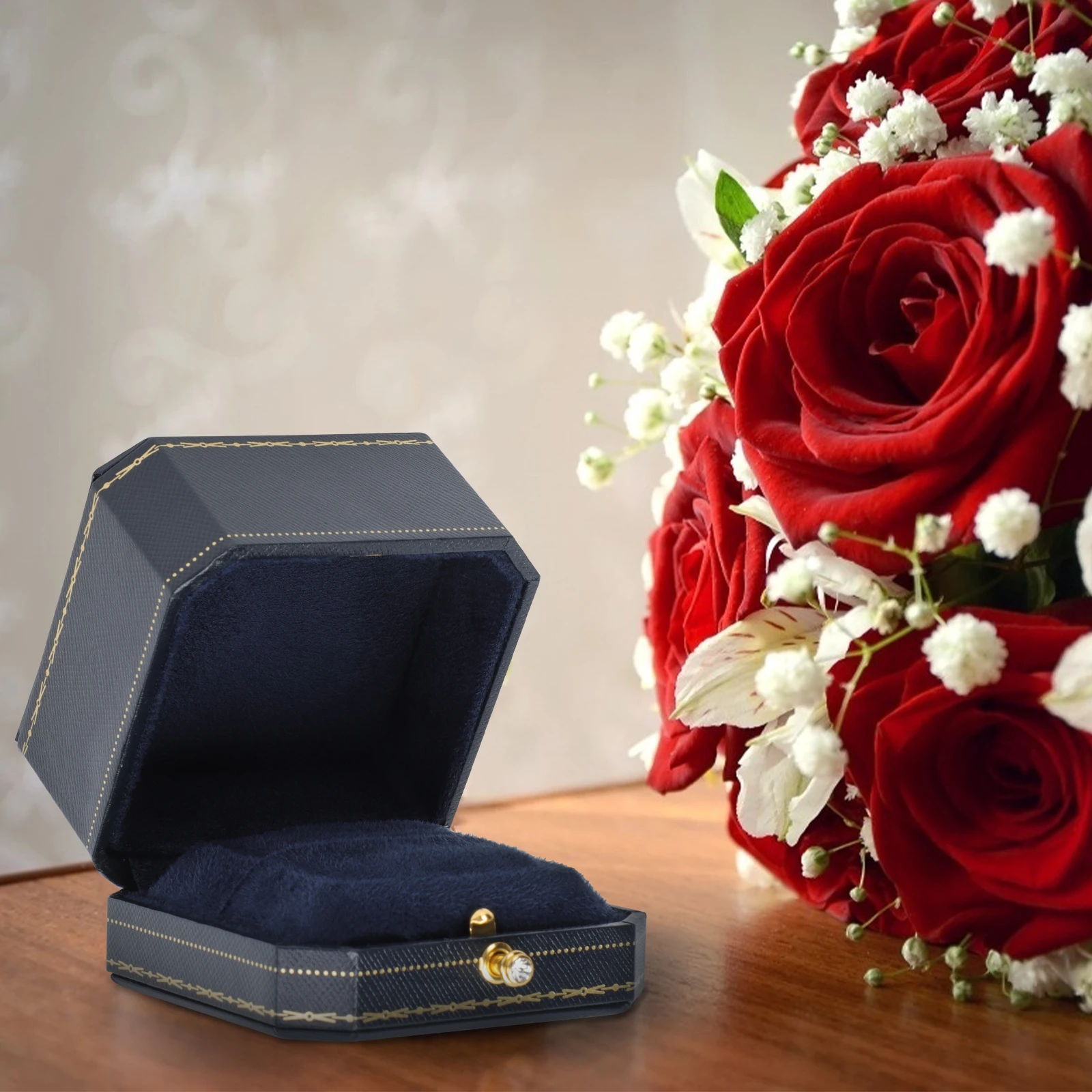 

Ring Box Jewelry Container Display Case Made of Composite Material for Necklace Storage Bride Decorative ganizer
