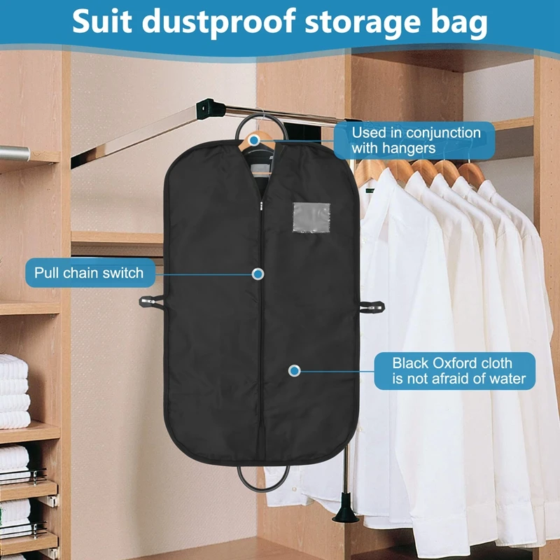 60X100cm Dust-Proof Dress Clothes Cover Case Suit Dress Garment Bag Storage Travel Carrier Coat Jacket Home Zipper Protector