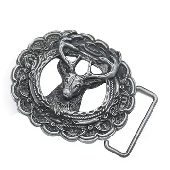 Ceinture en cuir pour hommes, boucle en métal, accessoire de jean, Wapiti, Cowboy occidental, cerf sauvage sculpté en 3D, bricolage, 4cm