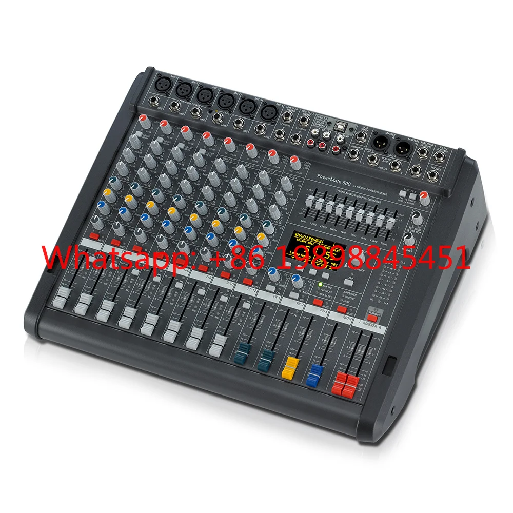 PowerMate 600-3 8 Channel Powered Mixer, 2×1000W Amplifier, 24Bit 96KHz USB Mixing Console for Stage Studio Live Sound