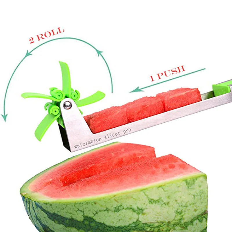 BOZZH Watermelon Slicer Cutter Stainless Steel Windmill Watermelon Cutter Knife Fascinated Melon Cutting Tool Kitchen Gadget