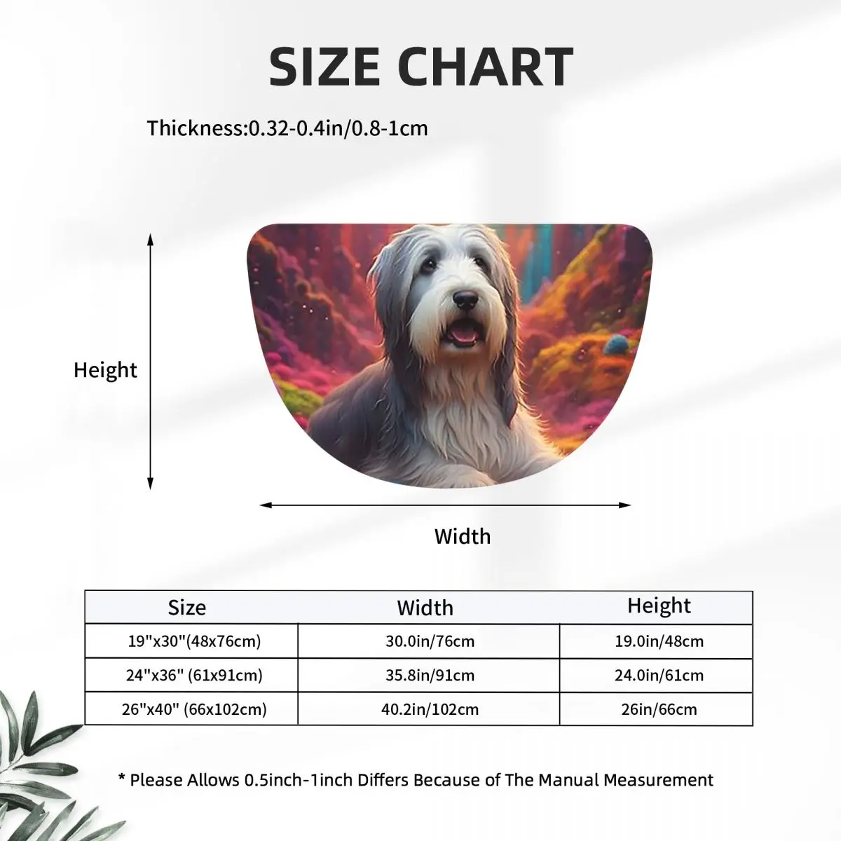 Bearded Collie Dog In Colorful Nature Soft Flannel Half Round Doormat Non Slip Bathroom Mat Absorbent Floor Carpet for Home