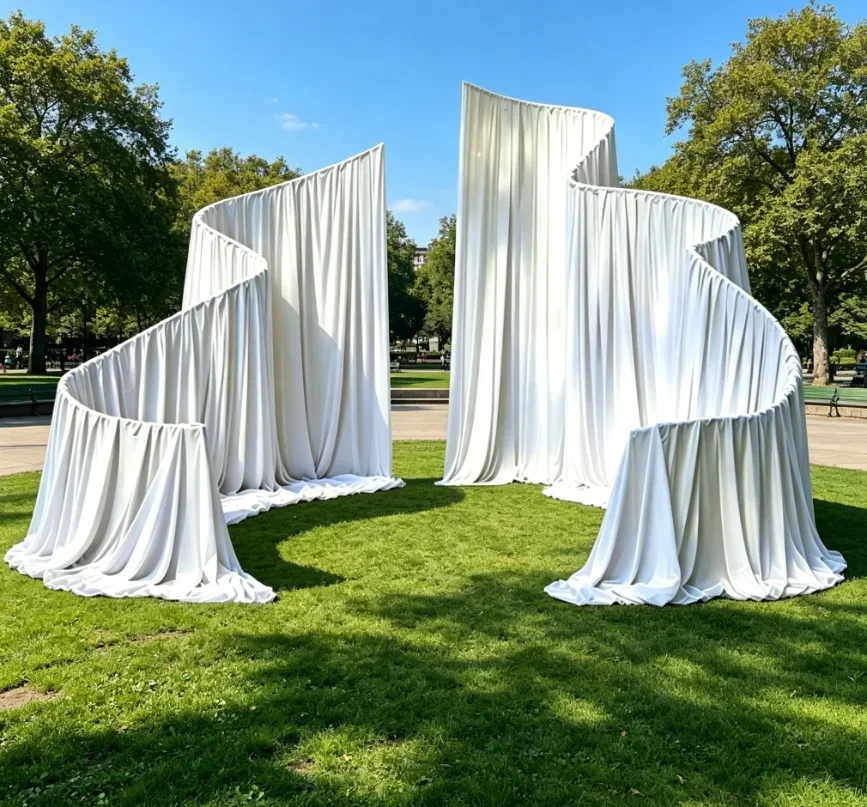 Luxuriöser Weißer Metall-Hochzeitsbogen für Outdoor-Zeremonien, Wiederverwendbarer Hintergrundständer für Vorhänge und Blumendekoration – Detail 10