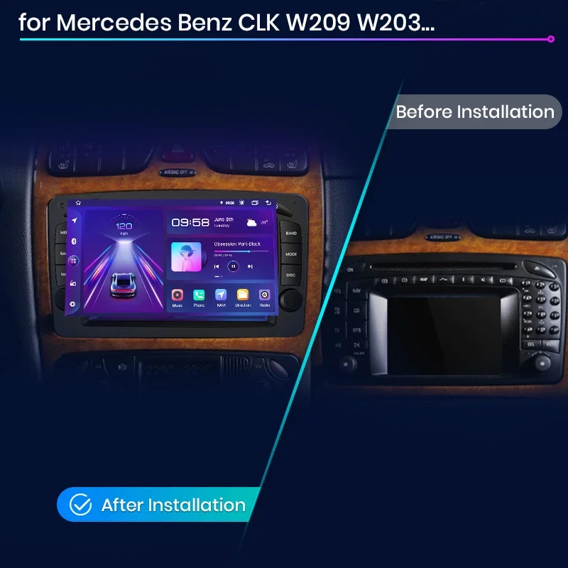 AWESAFE Wireless CarPlay Android Auto Radio for Mercedes Benz CLK W209 W203 W463 W168 Car Multimedia Player GPS 2 din autoradio