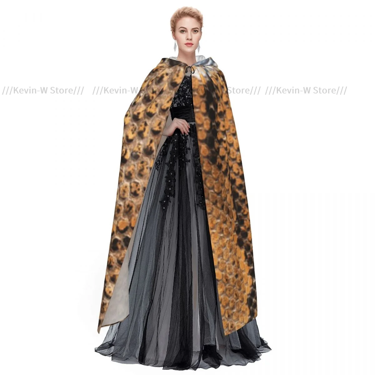 Long Cape Cloak Python Snake Skin Background Hooded Cloak Coat Autumn Hoodies