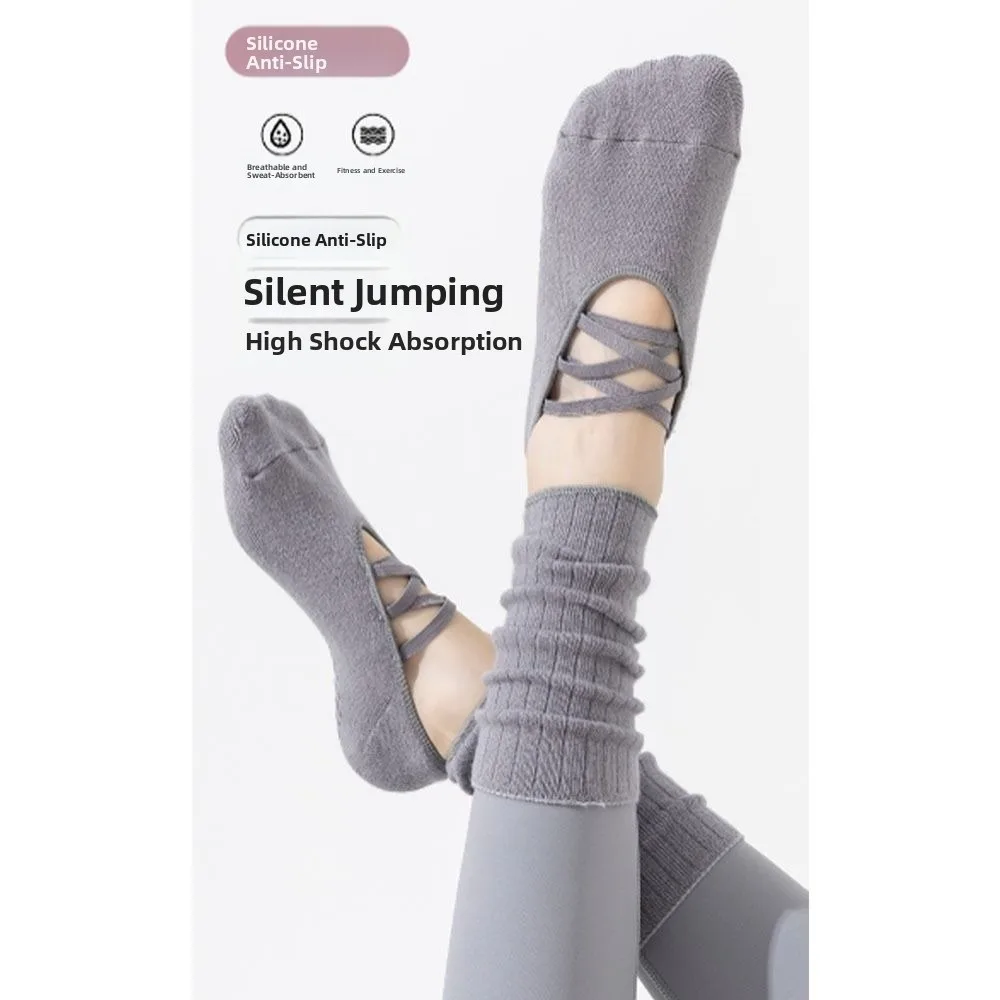 Kaus Kaki Pilates Katun Baru Kaus Kaki Yoga Sejuk Jalanan Harajuku Kaus Kaki Pegangan Bertali Anti-selip Penyerap Keringat untuk Wanita