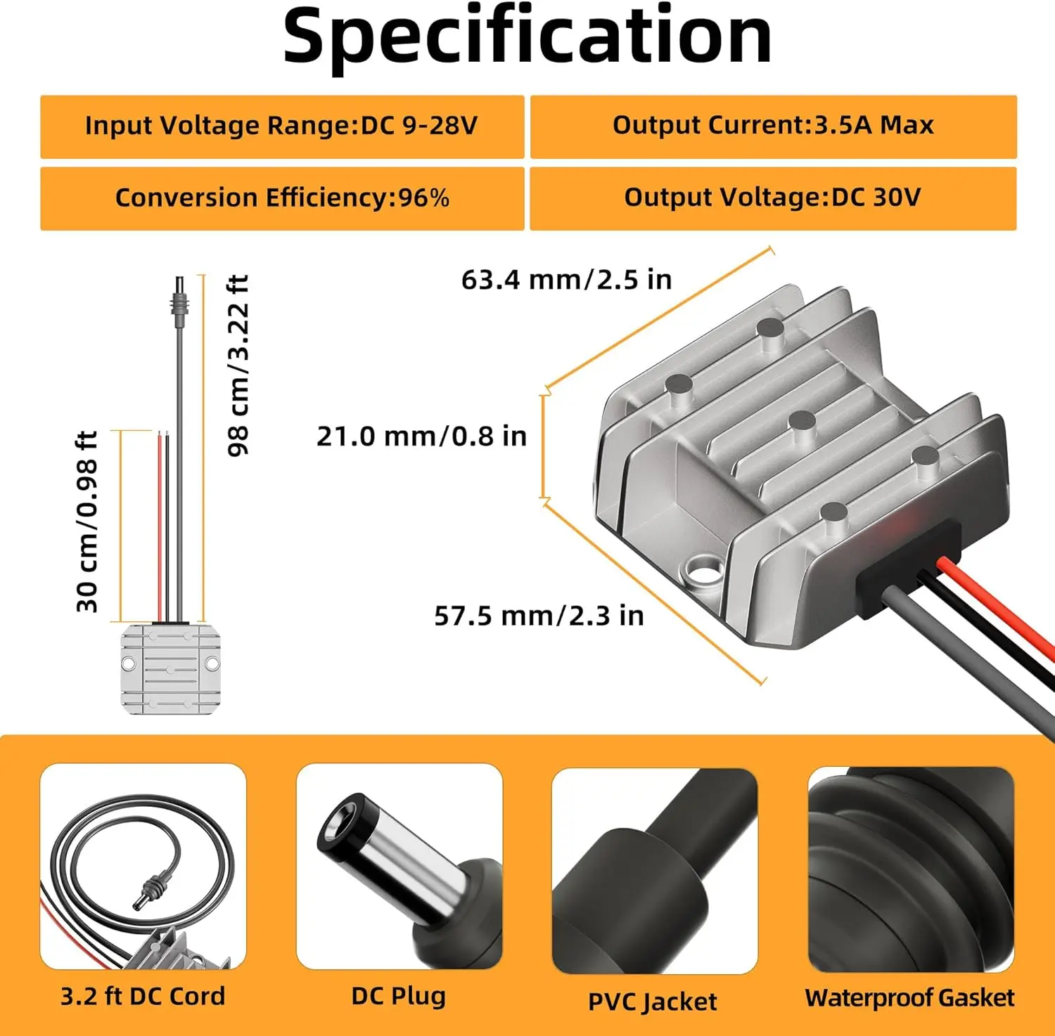 12/24V To 30V  3.5A Dc Boost Converter For Starlink MINI DC Power Converter Booster With Waterproof