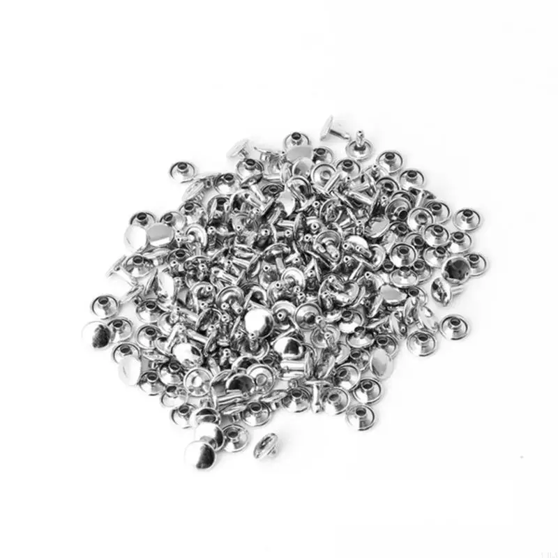 U4LA 100x Double Rivet Logam Lokor Perbaikan Kerajinan Studs Punk Decor