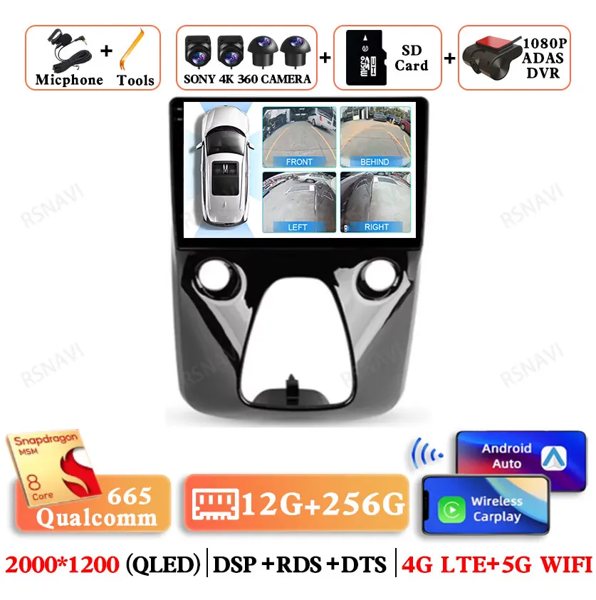 Android 15 Voor Peugeot 108 Voor Toyota Aygo B40 2014-2021 Qualcomm Autoradio Multimedia GPS DSP Navigatie Viedo speler 5G WIFI