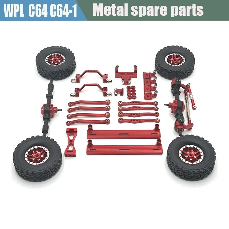 Metal Upgraded Pedal, Pull Rod, Suspension Frame, Rudder Base Set for WPL 1/16 C64 C64-1 RC Car Parts Car Accessories